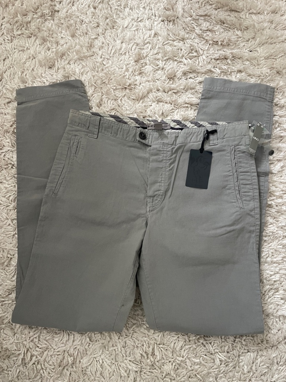 Men's Mango Grey Chino Pants - Classic Casual Slim Fit